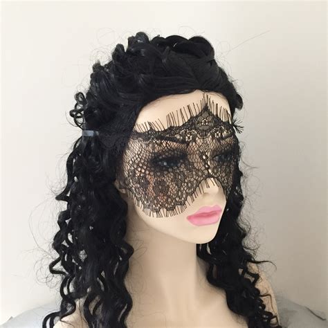 Gothic Black Eye Mask White Lace Eye Mask Veil Masquerade Ball - Etsy