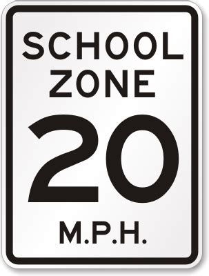 School Zone 20 MPH Sign - School Zone Sign, SKU: K-2963