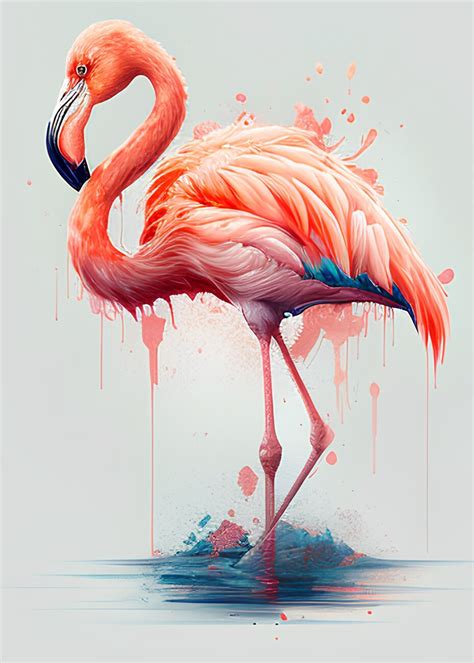 Wall Art Print | Flamingo Watercolor | Europosters