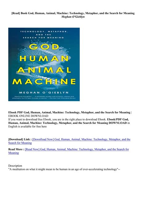 (Download PDF/Epub) God, Human, Animal, Machine: Technology, Metaphor, and the Search for ...