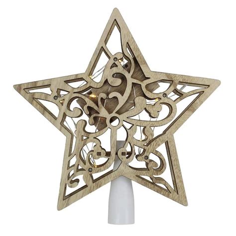 Northlight 10-in Star Brown White Christmas Tree Topper in the Christmas Tree Toppers department ...