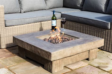 Peaktop - Outdoor Retro Wood Look Square Propane Gas Fire Pit - Walmart.com - Walmart.com