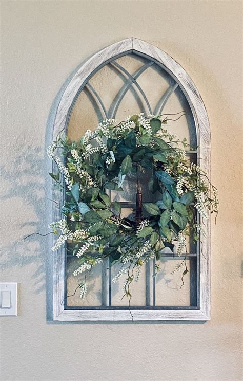 Wall decor arch with wreath | Arched wall decor, Wreath wall decor, Hobby lobby wall decor