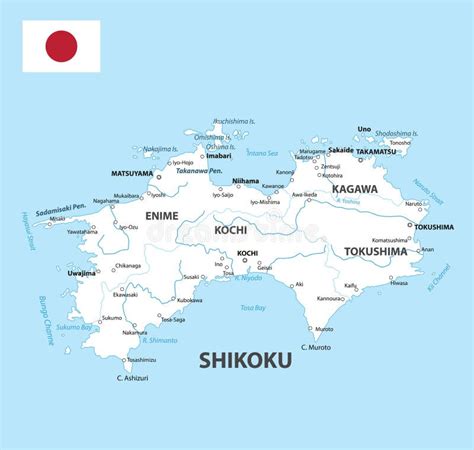 Shikoku Map. Map of Japan Prefecture Stock Vector - Illustration of atlas, national: 249703971