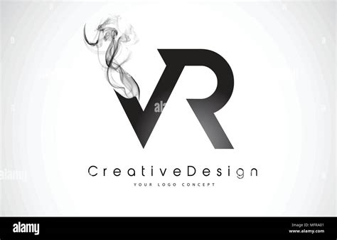 VR Letter Logo Design with Black Smoke. Creative Modern Smoke Letters Vector Icon Logo ...