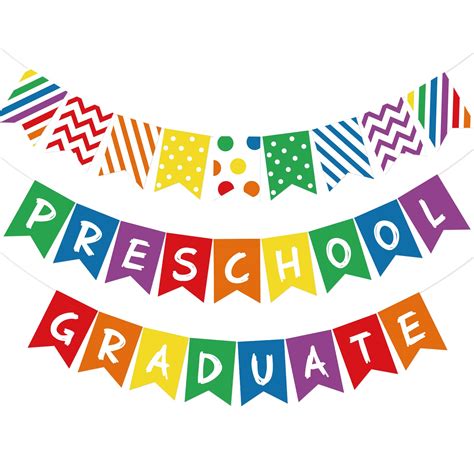 Buy Colorful Preschool Graduation Banner and Pennant Banner for Kids ...