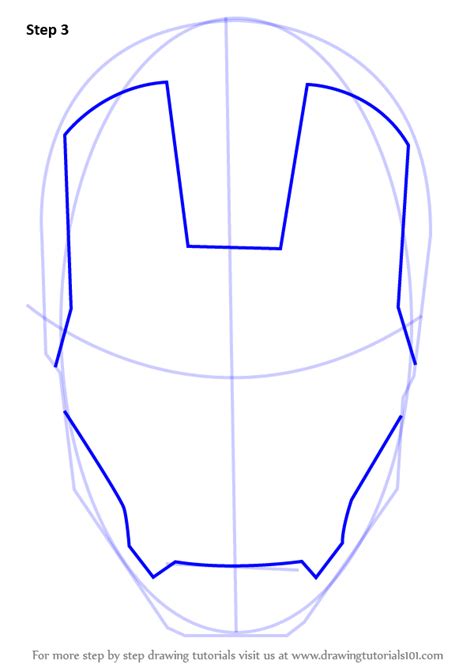 Learn How to Draw Iron Man's Helmet (Iron Man) Step by Step : Drawing ...