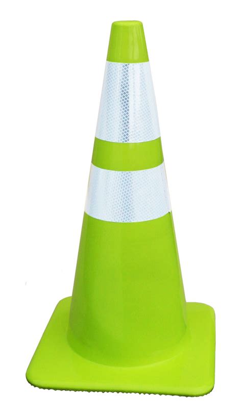 Lakeside 28" 7 lbs Lime-Green Traffic Cone w/4" & 6" Collars