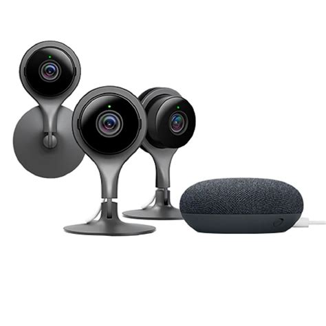 Google Nest Cam Indoor (3-Pack) with Nest Home Mini Charcoal-VB3QV1MINICH19 - The Home Depot