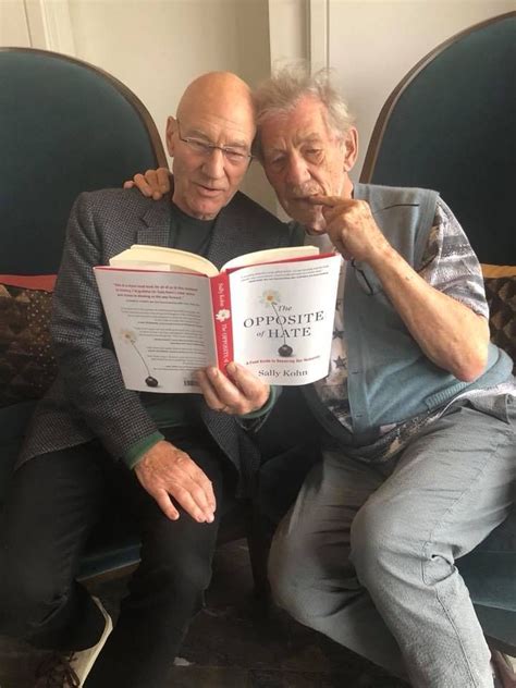 Patrick and Ian check out a new read... | Ian mckellen, Patrick stewart ...