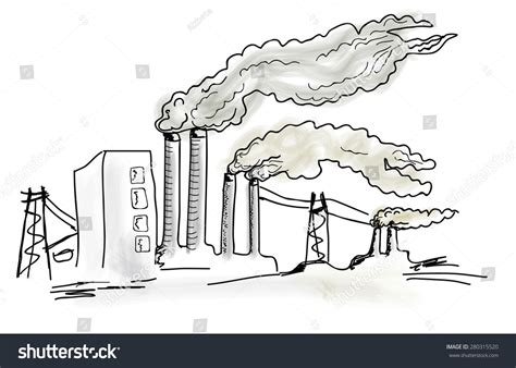 Coalfired Power Plant Producing Air Pollution Stock Vector 280315520 - Shutterstock