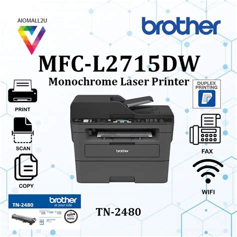 BROTHER MFC-L2715DW Laser Printer (Black, Wifi, Fax, Print, Scan, Copy)