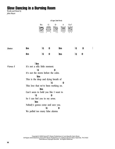 Slow Dancing In A Burning Room by John Mayer - Guitar Chords/Lyrics - Guitar Instructor