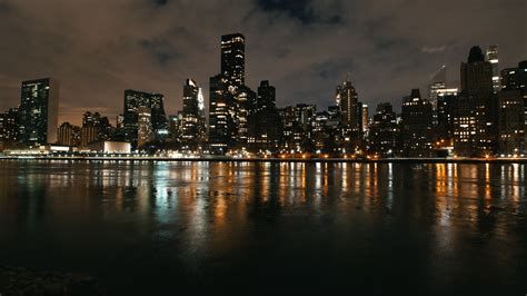 Timelapse of big city - night skyline Manhattan skyscrapers Stock ...