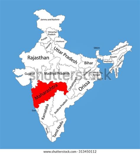 Maharashtra State India Vector Map Silhouette: vector de stock (libre ...