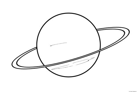 Drawing of Uranus – planet – Line art illustrations