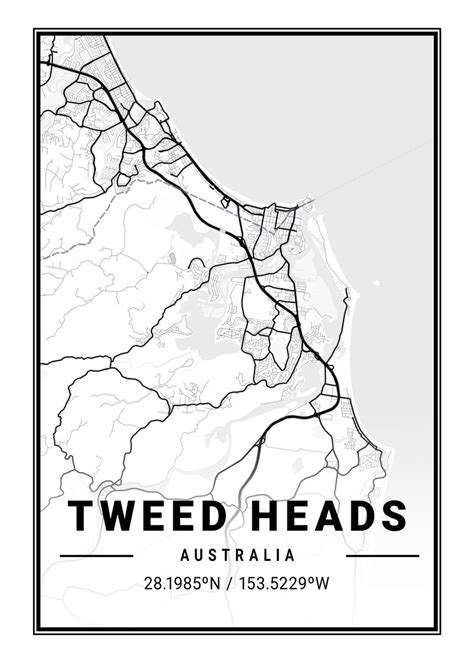 'Tweed Heads Light City Map' Poster by Tien Stencil | Displate