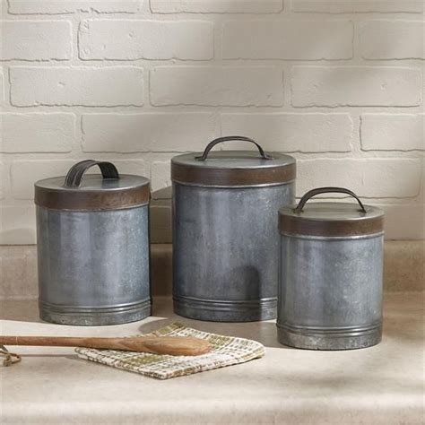 Galvanized Canister Set of 3 | Kitchen canister sets, Kitchen canisters, Rustic kitchen