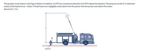 Solved The pumper truck shown in the figure below is to | Chegg.com