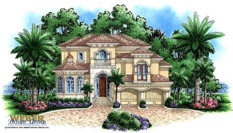 Mediterranean House Plan: 2 Story Narrow Lot Beach Home Floor Plan