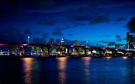 HD wallpaper: Miami Night, lights, bridge, sky, dark, photo | Wallpaper ...