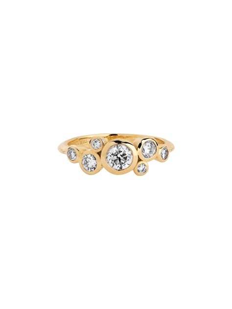 18k gold & diamond cascade cluster ring by Dower & Hall | Finematter