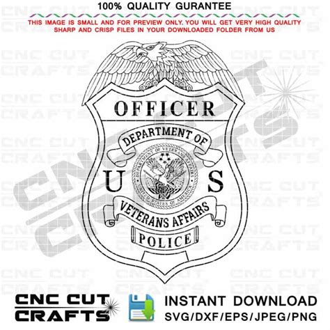 US Veterans Affairs Police Officer Vector Badge With Eagle, Custom ...