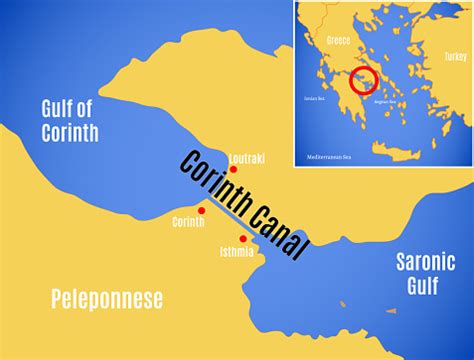 Vetores de Canal De Corinto No Mapa Vetorial Esquemático e mais imagens de Canal - iStock
