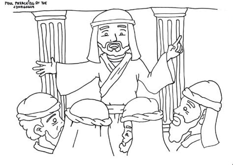 "Paul Preaching in the Synagogue" Coloring Page