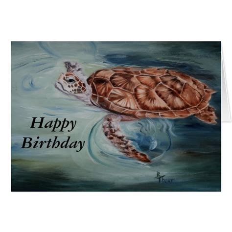 Green Sea Turtle Birthday Card Card | Zazzle