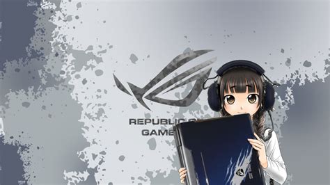 วอลเปเปอร์ : 1920x1080 px, สาวอะนิเมะ, ASUS ROG, สาธารณรัฐเกม 1920x1080 ...