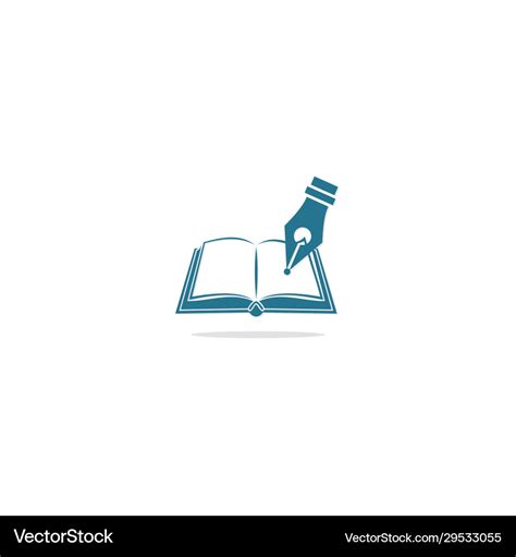 Open book write pen logo Royalty Free Vector Image