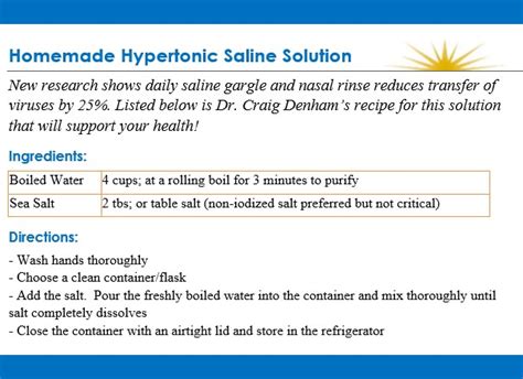 Dr. Denham's Homemade Hypertonic Saline Solution