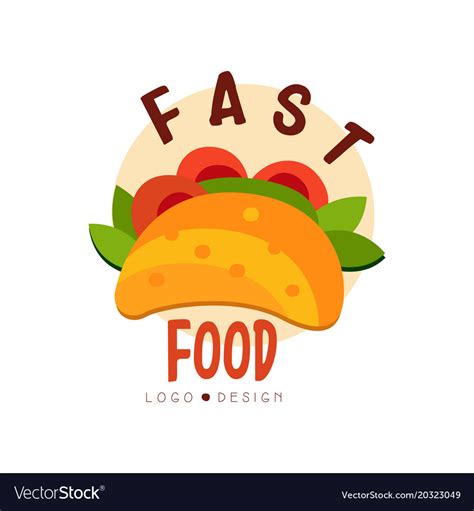 Fast food logo design badge with tacos sign Vector Image