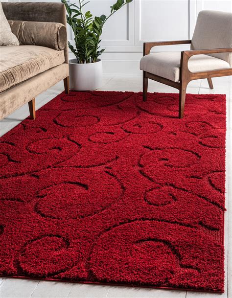 Red 9' x 12' Botanical Shag Rug | Area Rugs | Rugs.com