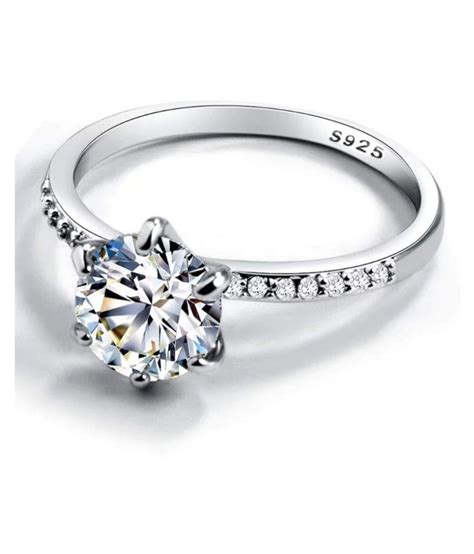 Elegant Sterling Silver Diamond Ring for Women & Girls (Size 6): Buy ...