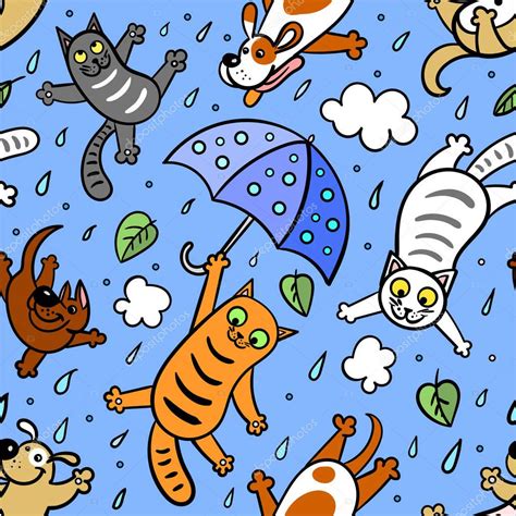 Raining cats and dogs picture | It's raining cats and dogs — Stock Vector © Zerlina #167311188