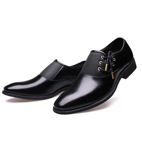 Men'S Black Business Shoes Genuine Leather Wedding Party Shoes Men Fashion Dress Shoes Work Shoe ...