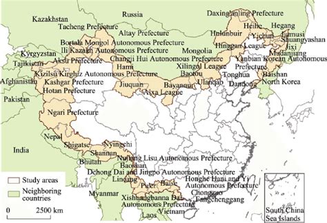 The land border areas of China. | Download Scientific Diagram