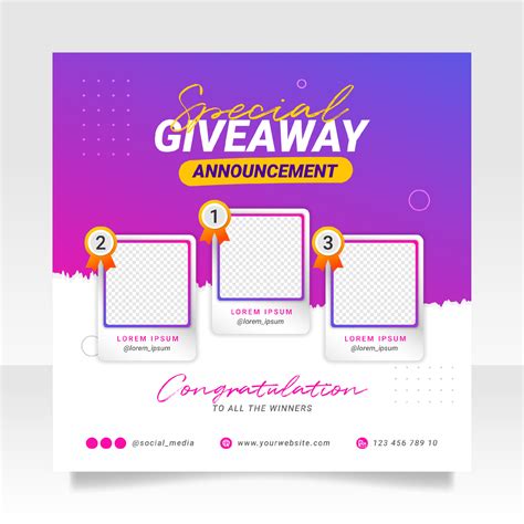 Giveaway winner announcement social media post banner template 12155719 ...