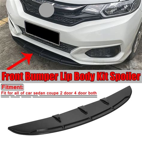 Front Bumper Lip Body Kit Spoiler, For Car Universal 46.85*6.97 inch, Glossy Black, Easy install ...