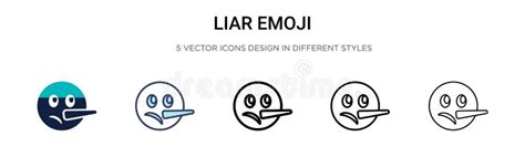 Liar Emoji Outline Vector Icon. Thin Line Black Liar Emoji Icon, Flat Vector Simple Element ...