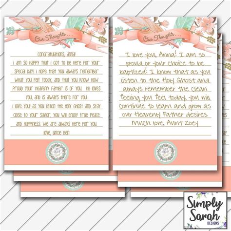 LDS Baptism Testimony Card, 4x6 Card, Digital Printable, Blush and Gold ...