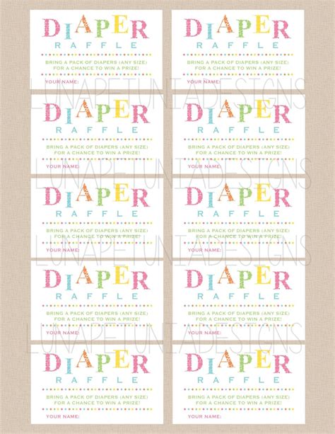 Diaper Raffle Printable Tickets