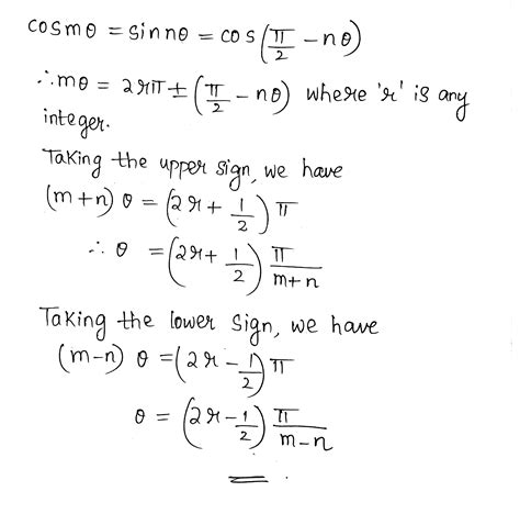 Solve the equationscos mtheta = sin ntheta.