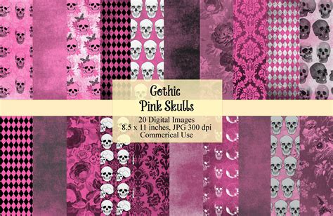 Gothic Hot Pink Magenta Skulls Grunge Gothic Skulls and - Etsy