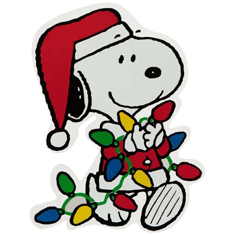 Northlight Peanuts Snoopy Gathers the Lights Double Sided Christmas Window Cling Decoration ...