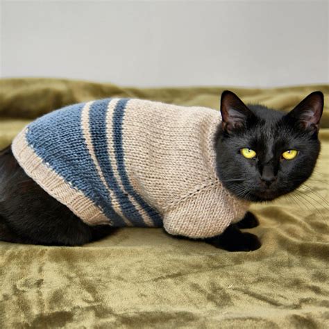 Cat Sweater "Hemingway", Hand Knitted Handmade Striped Wool - Inspire ...