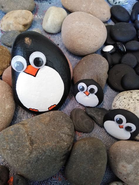 Penguin Painted Rock Animals Penguin pet Wishing Rock | Etsy