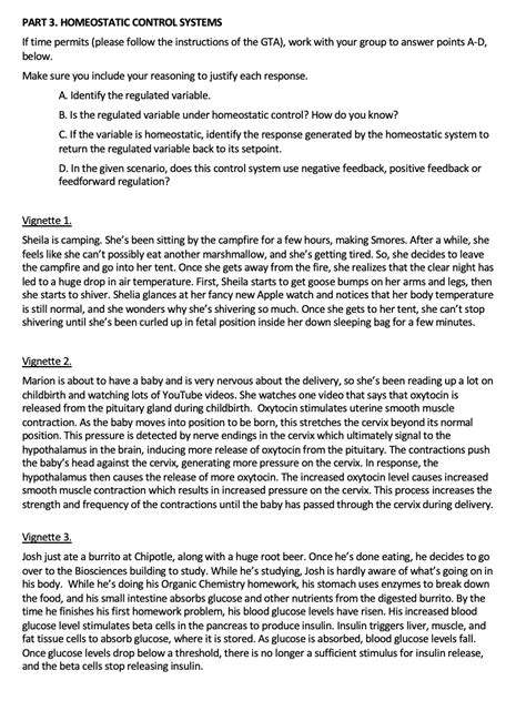 Solved PART 3. HOMEOSTATIC CONTROL SYSTEMS If time permits | Chegg.com